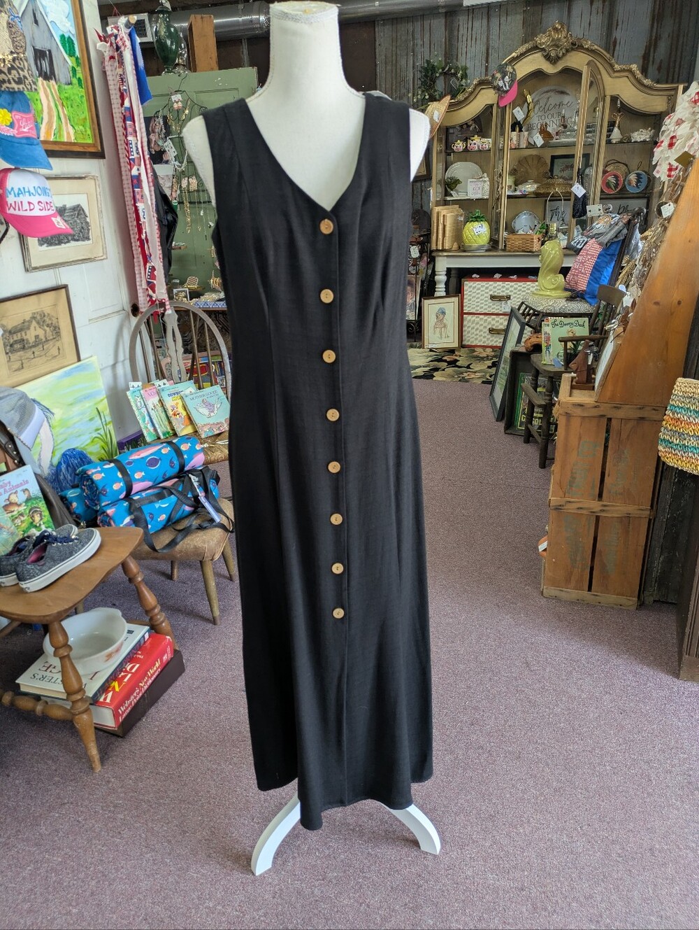 1990s Vintage dana Kay Button Front Dress With Cutout Back